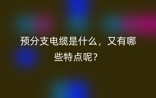 預(yù)分支電纜是什么，又有哪些特點呢？(圖1)