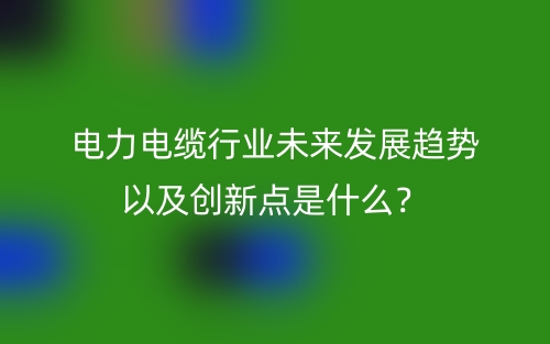 電力電纜行業(yè)未來(lái)發(fā)展趨勢(shì)以及創(chuàng)新點(diǎn)是什么？(圖1)