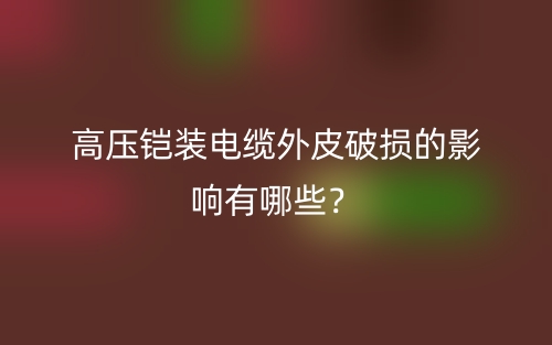 高壓鎧裝電纜外皮破損的影響有哪些？(圖1)