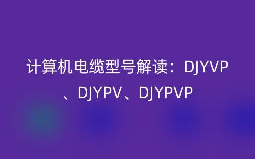 計(jì)算機(jī)電纜型號(hào)解讀：DJYVP、DJYPV、DJYPVP(圖1)